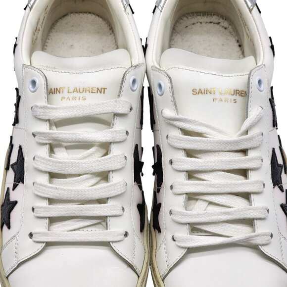 Saint Laurent Paris Court Stars Low Top Sneakers - Leather - White - 40 7US $750